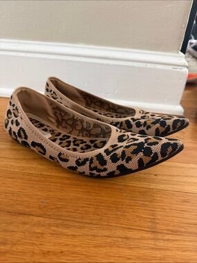 Steven New York Leopard Print Pointed Toe Women's Ballet Flats - Tan/Black